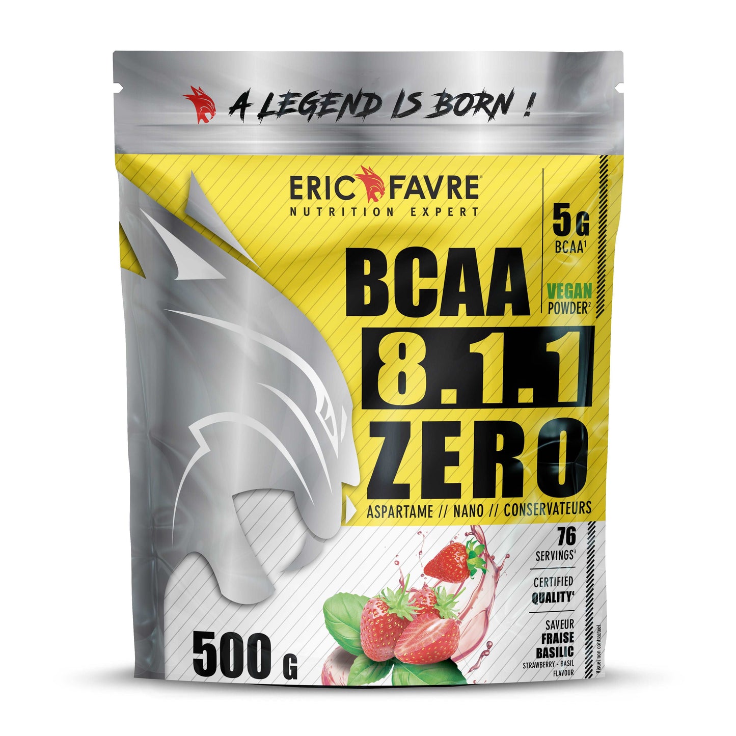 BCAA 8.1.1 Zero 500g / Fraise Basilic - ERIC FAVRE - Market Fit
