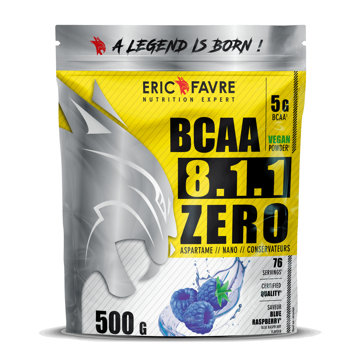 BCAA 8.1.1 Zero 500g / Framboise Bleue - ERIC FAVRE - Market Fit