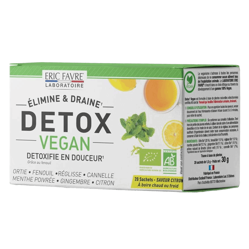 Tisane drainante détox végan - citron 1 boîte (20 sachets) - ERIC FAVRE - Market Fit