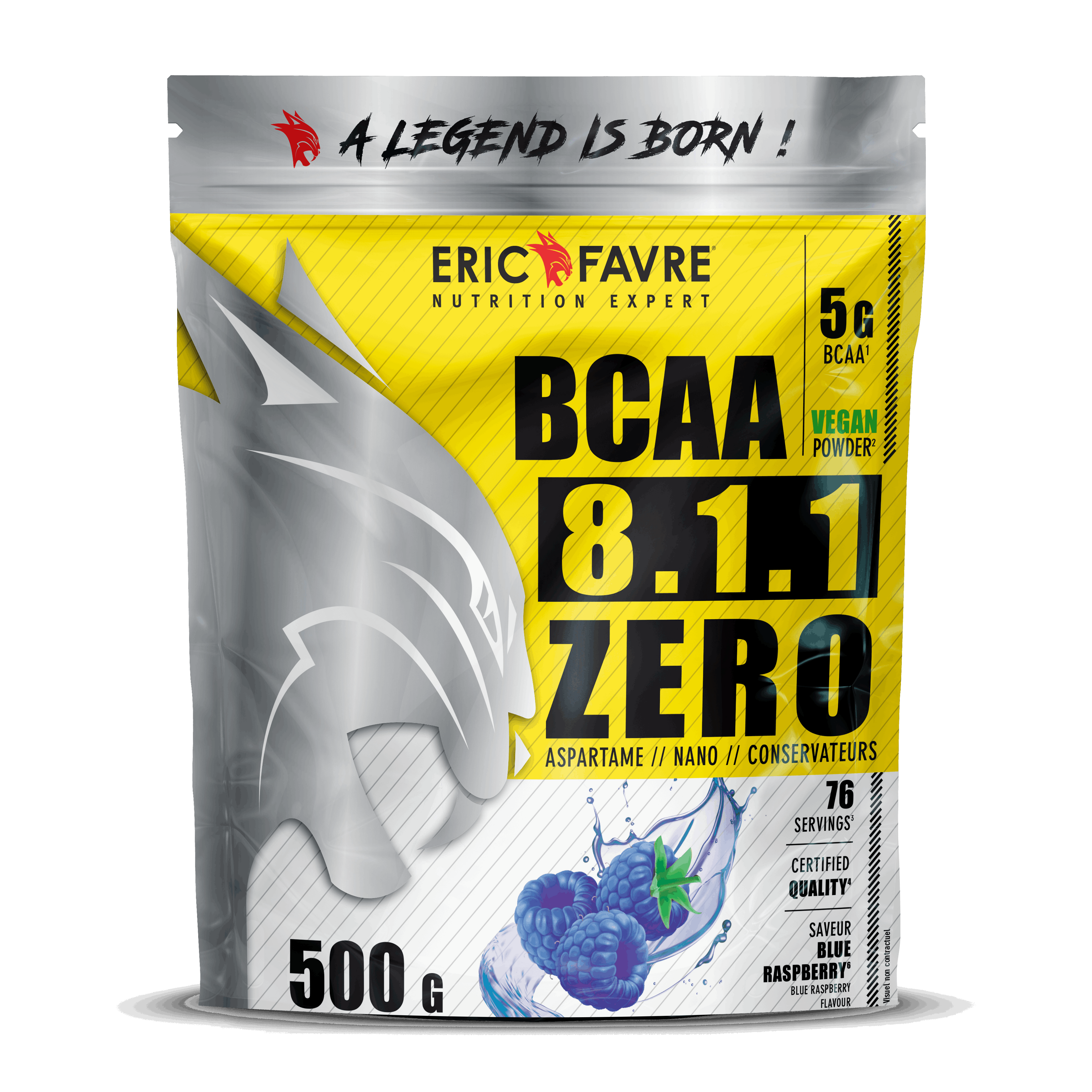 BCAA 8.1.1 Zero 500g / Framboise Bleue - ERIC FAVRE | Market Fit