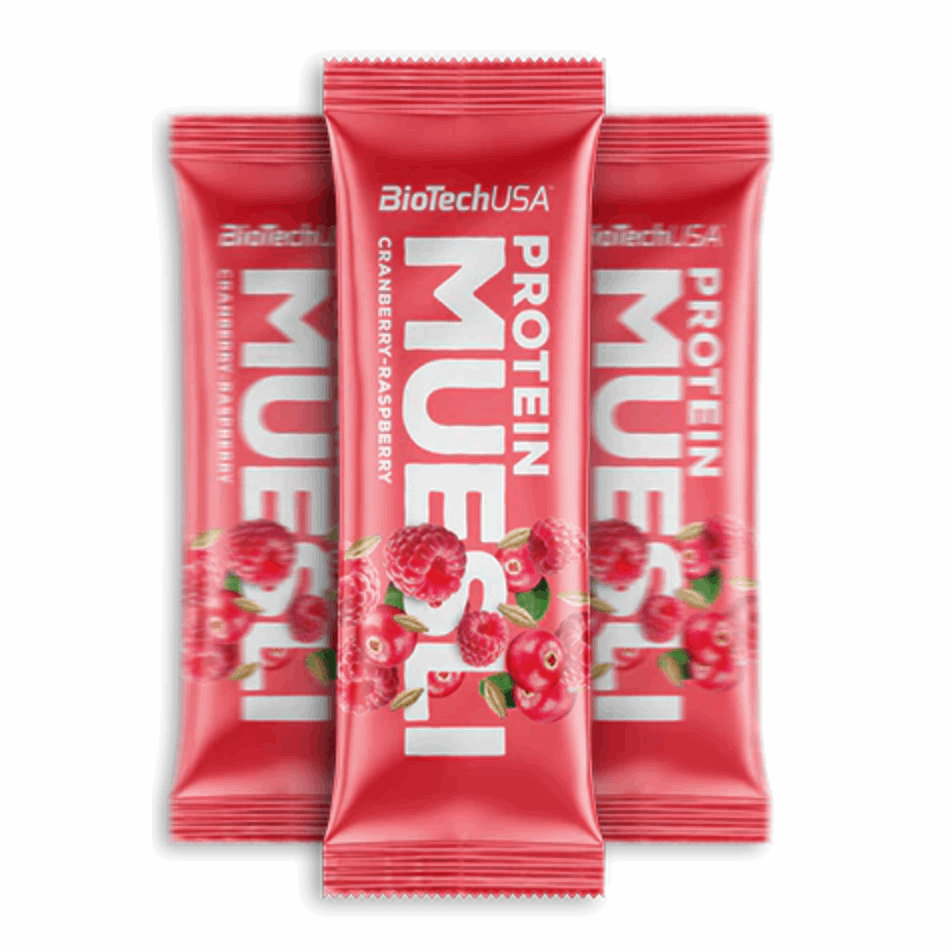 Protein muesli 30g 1 barre (30g) / Myrtille - Framboise - BIOTECH USA | Market Fit