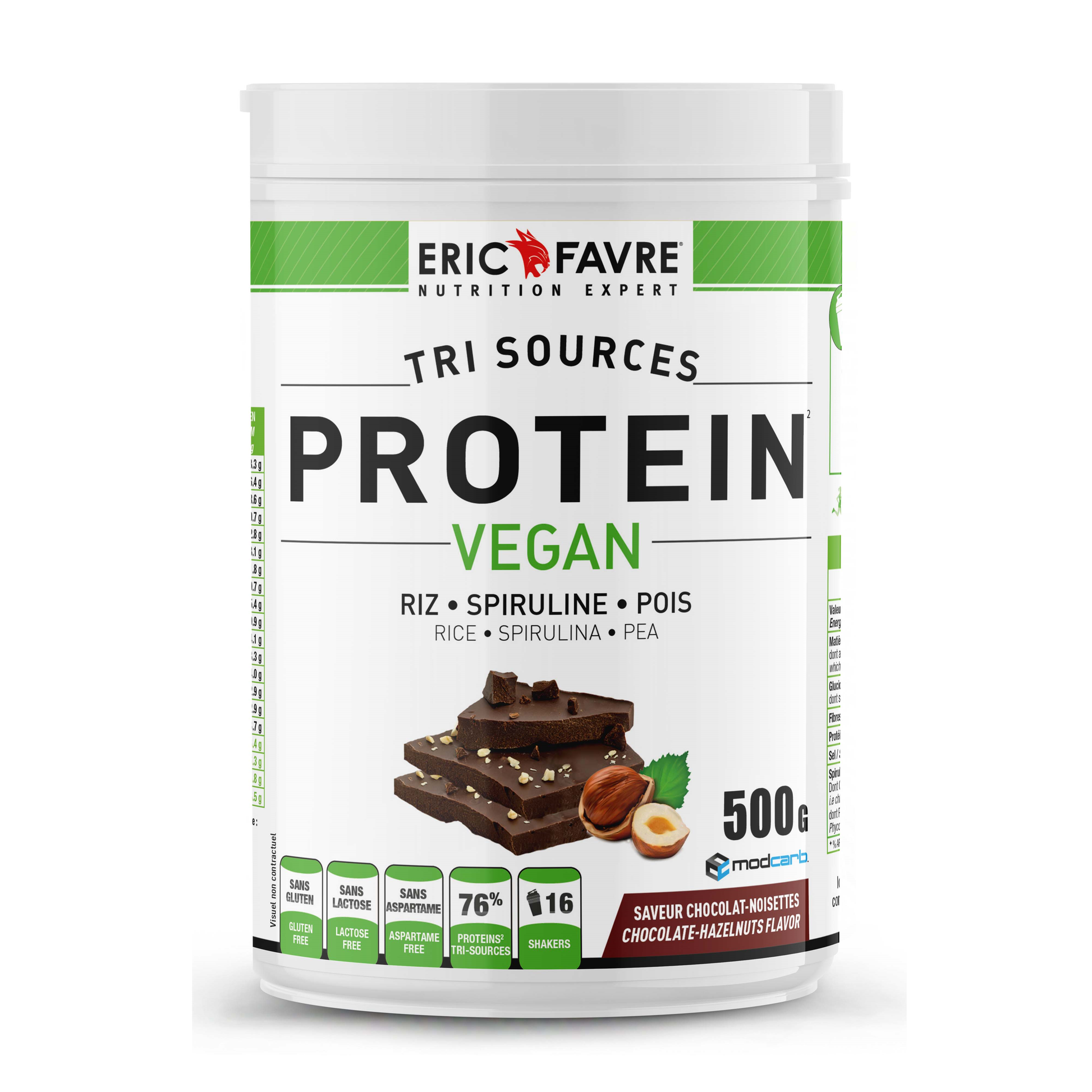 Protéines végétales tri-source - Protein vegan 500g 500g / Chocolat Noisette - ERIC FAVRE - Market Fit