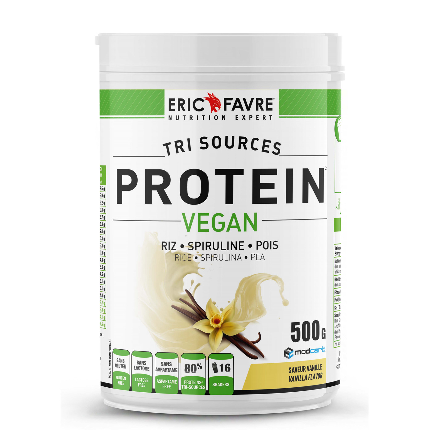Protéines végétales tri-source - Protein vegan 500g 500g / Vanille - ERIC FAVRE - Market Fit